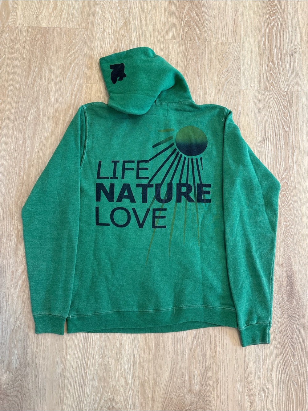 FREE CITY LETS GO VINTAGE Green Hoodie 'Life Nature Love' VGC Sz 2
